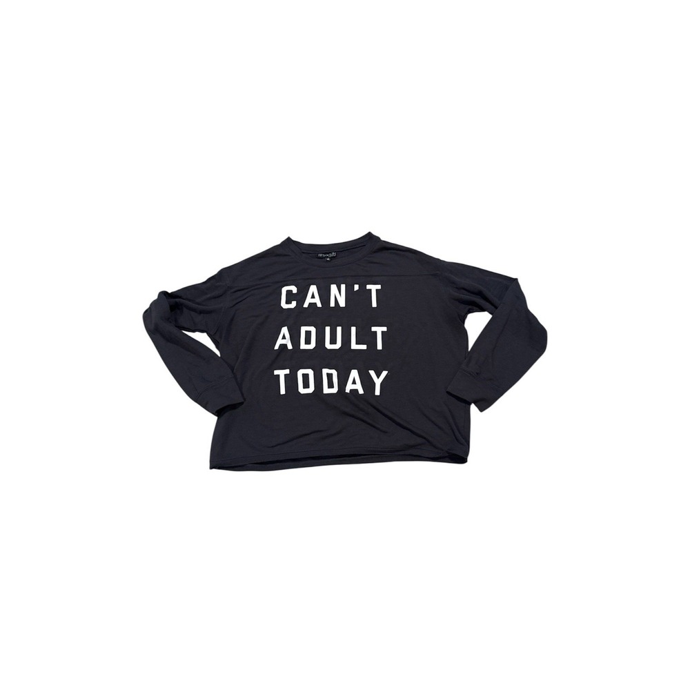 Fifth Sun Cant Adult Today Womens Crop Shirt XL Gray Long Sleeve Graphic Tee